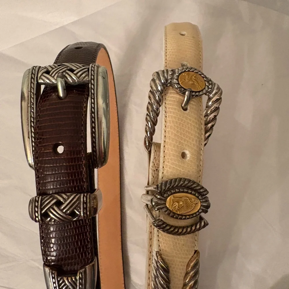 Lot of two Brighton belts brown 37 inches white 36.5 inches from end to end